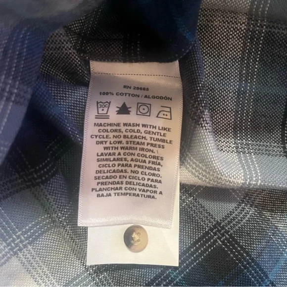 Pendleton Mason Plaid Flannel Shirt Blue Gray Black White Cotton Medium Men’s - Picture 4 of 6